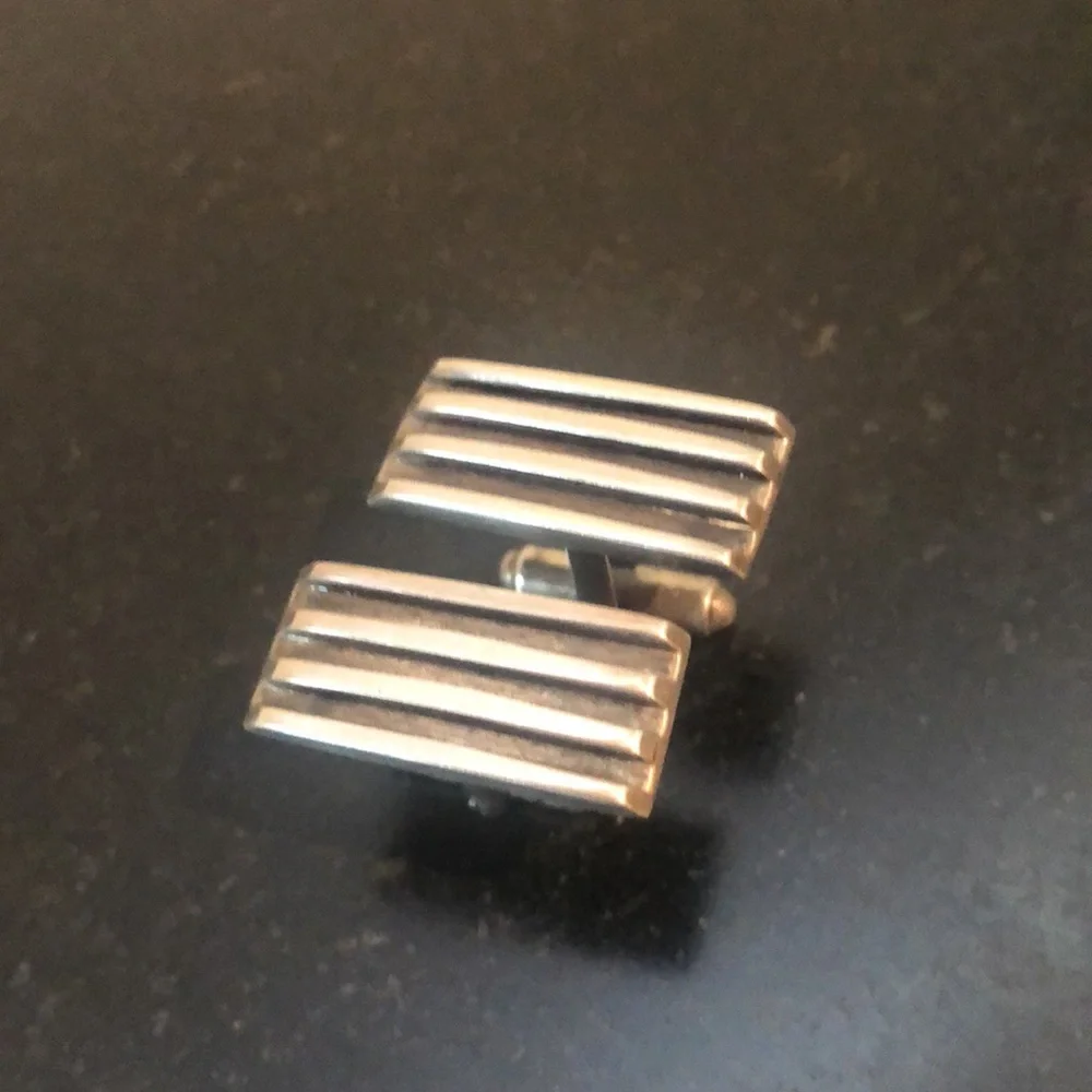 Mid Century Modern Minimalist Industrial Geometric Cuff Links Sterling- Vintage